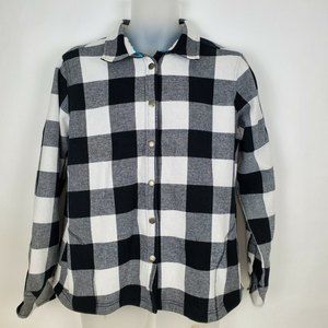 Orvis Fleece Lined Flannel Coat Jacket Women's Plaid Check Shirt Snap Sz Large